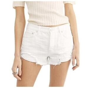 We the Free People Womens‎ Distressed Denim Shorts Stretch Pure White Size 31